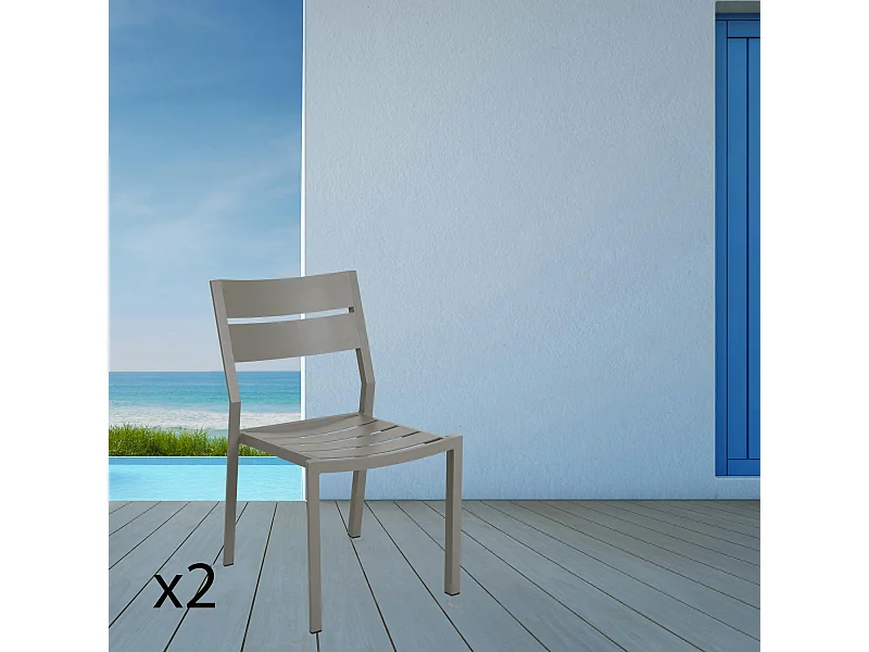 Chaise de jardin en aluminium gris sable (lot de 2) STOCKHOLM