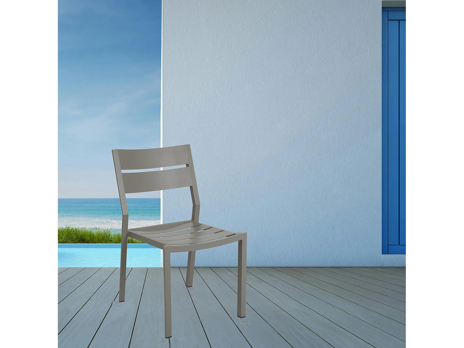 Chaise de jardin en aluminium gris sable (lot de 2) STOCKHOLM