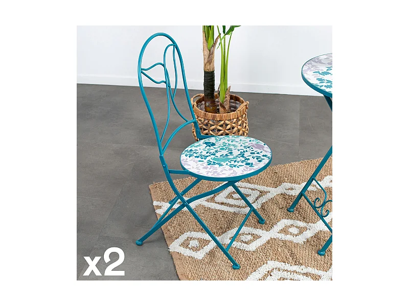 Chaise de jardin motif oiseau (lot de 2) GRENADE