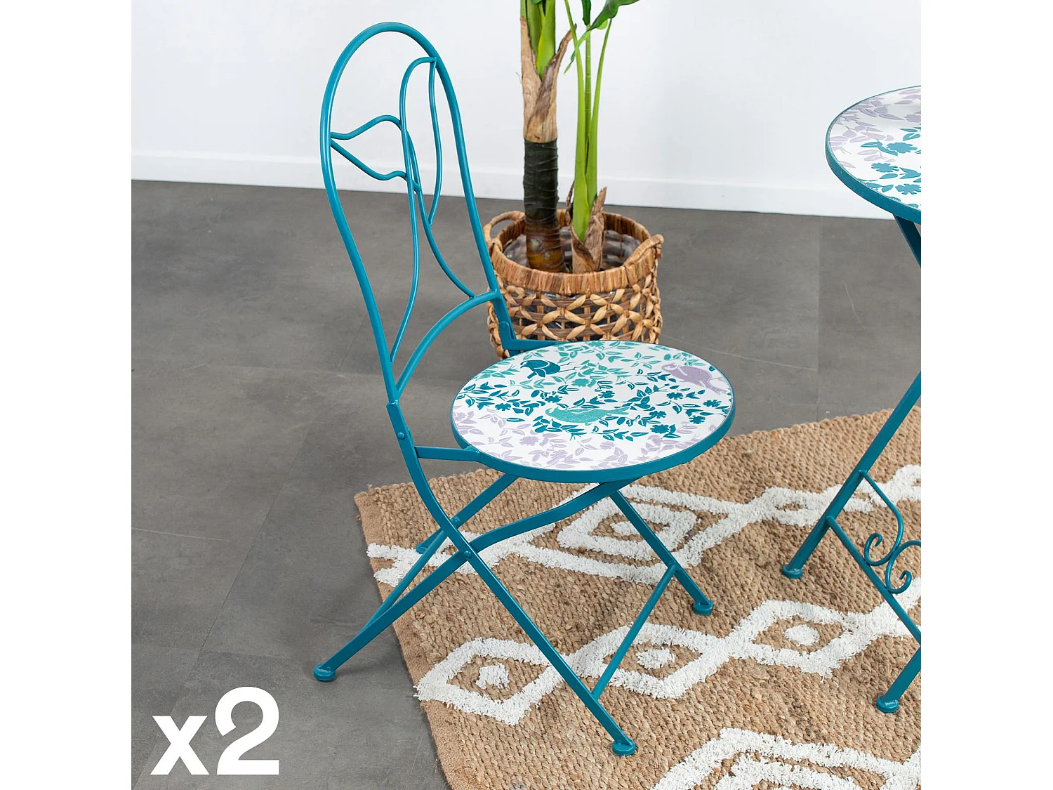 Chaise de jardin motif oiseau (lot de 2) GRENADE