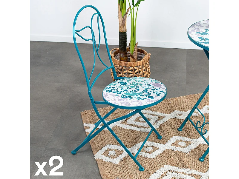 Chaise de jardin motif oiseau (lot de 2) GRENADE