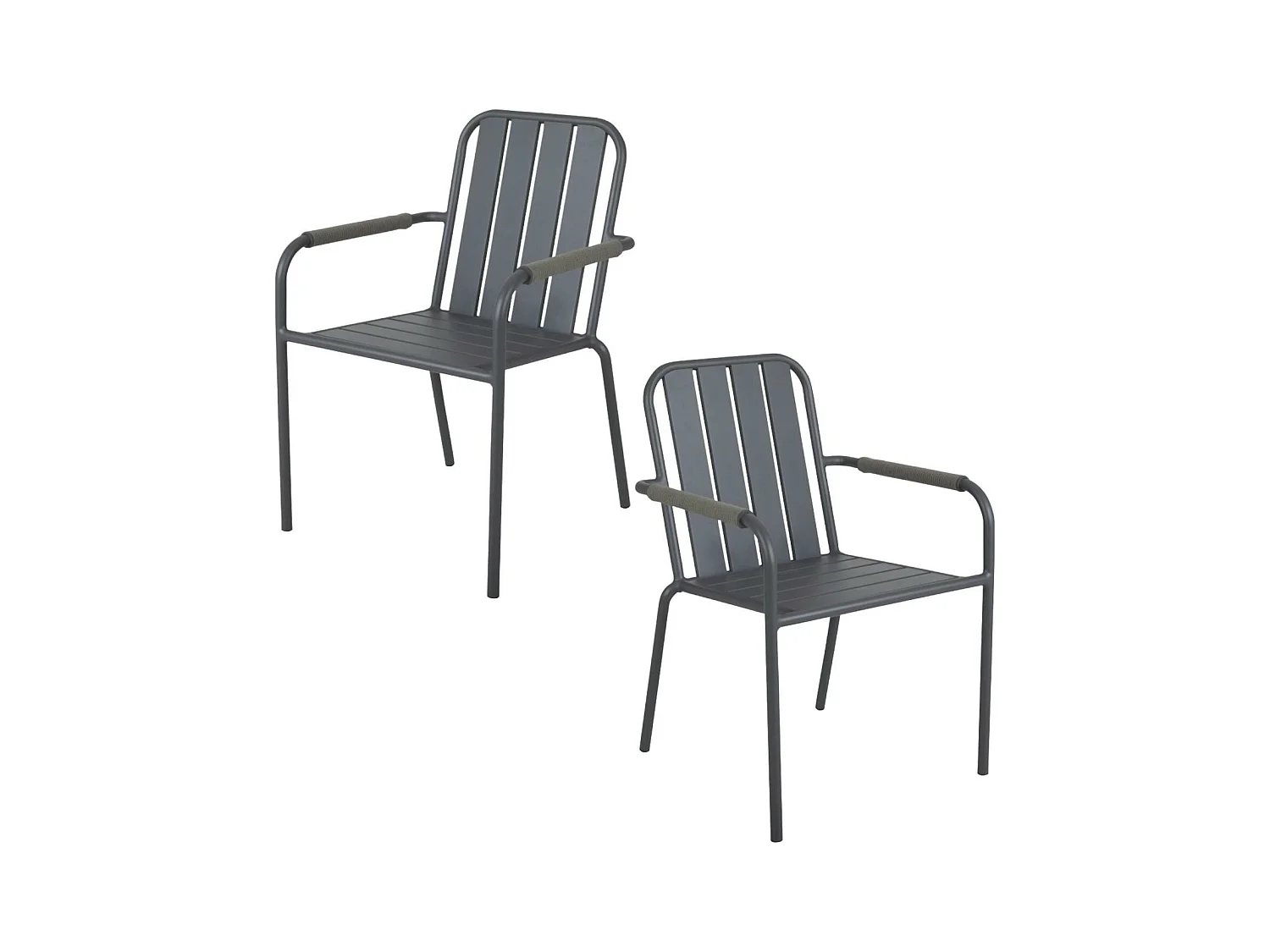 Chaise de jardin en aluminium gris ardoise (lot de 2) OSLO