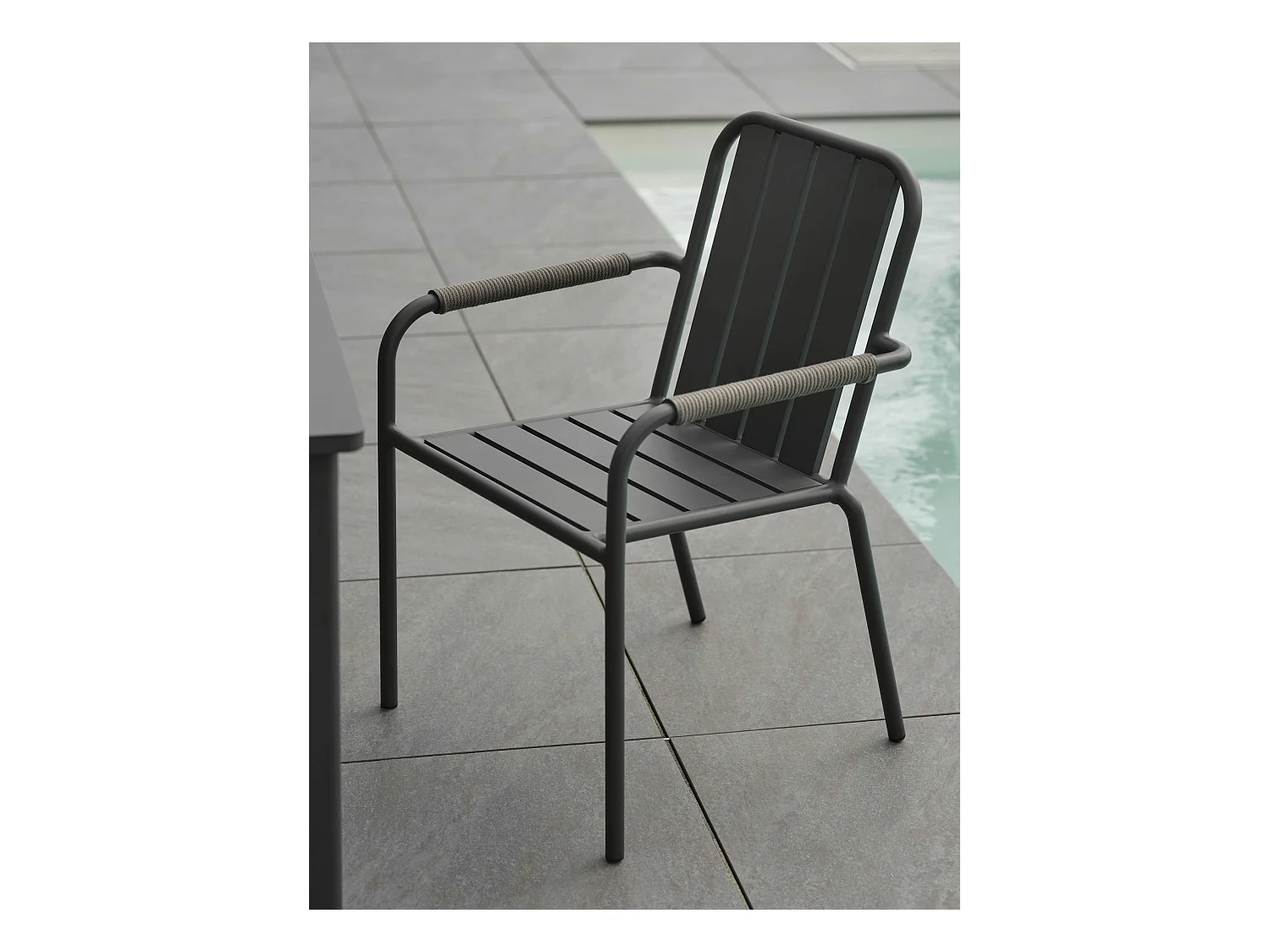 Chaise de jardin en aluminium gris ardoise (lot de 2) OSLO