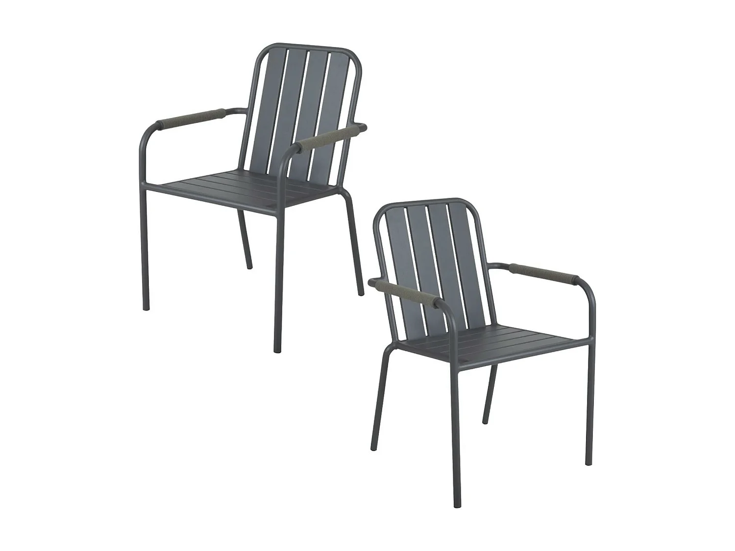 Chaise de jardin en aluminium gris ardoise (lot de 2) OSLO