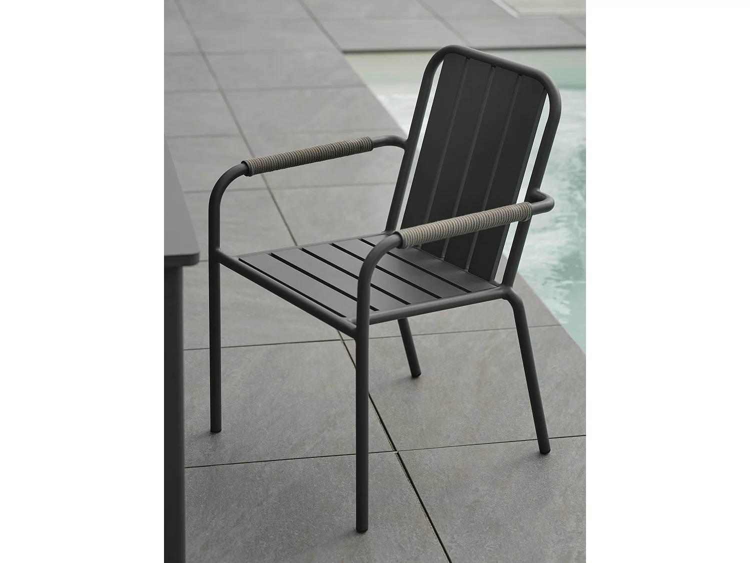 Chaise de jardin en aluminium gris ardoise (lot de 2) OSLO