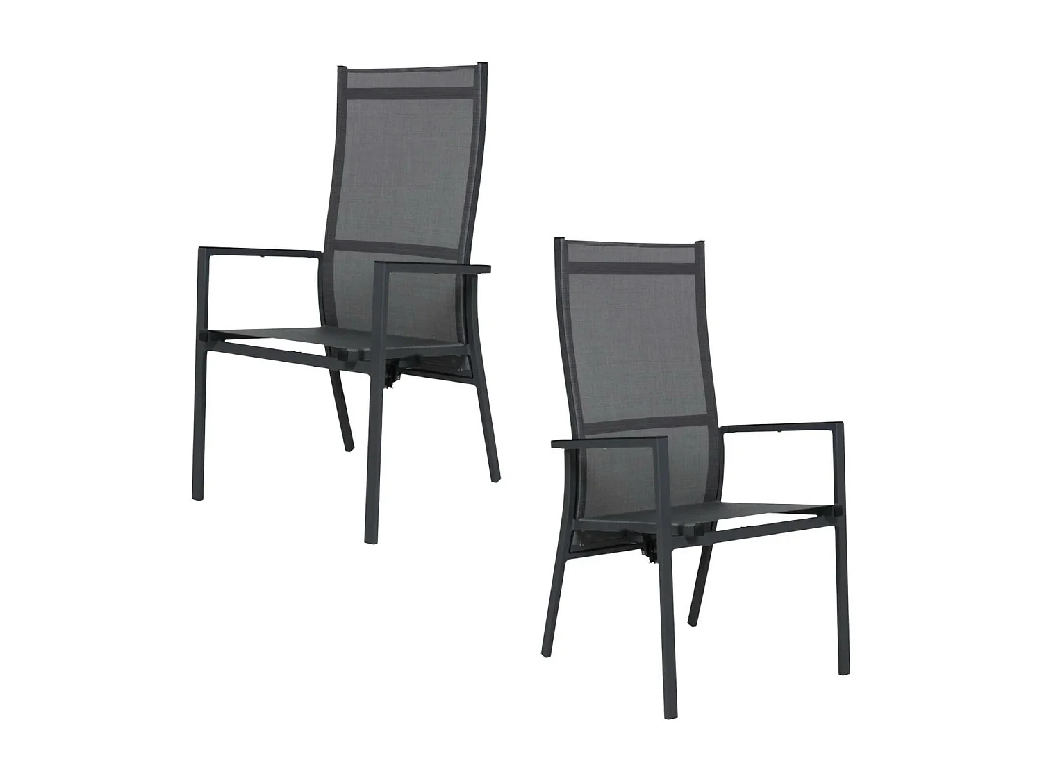 Fauteuil de jardin en aluminium avec dossier réglable gris anthracite (lot de 2) OSLO