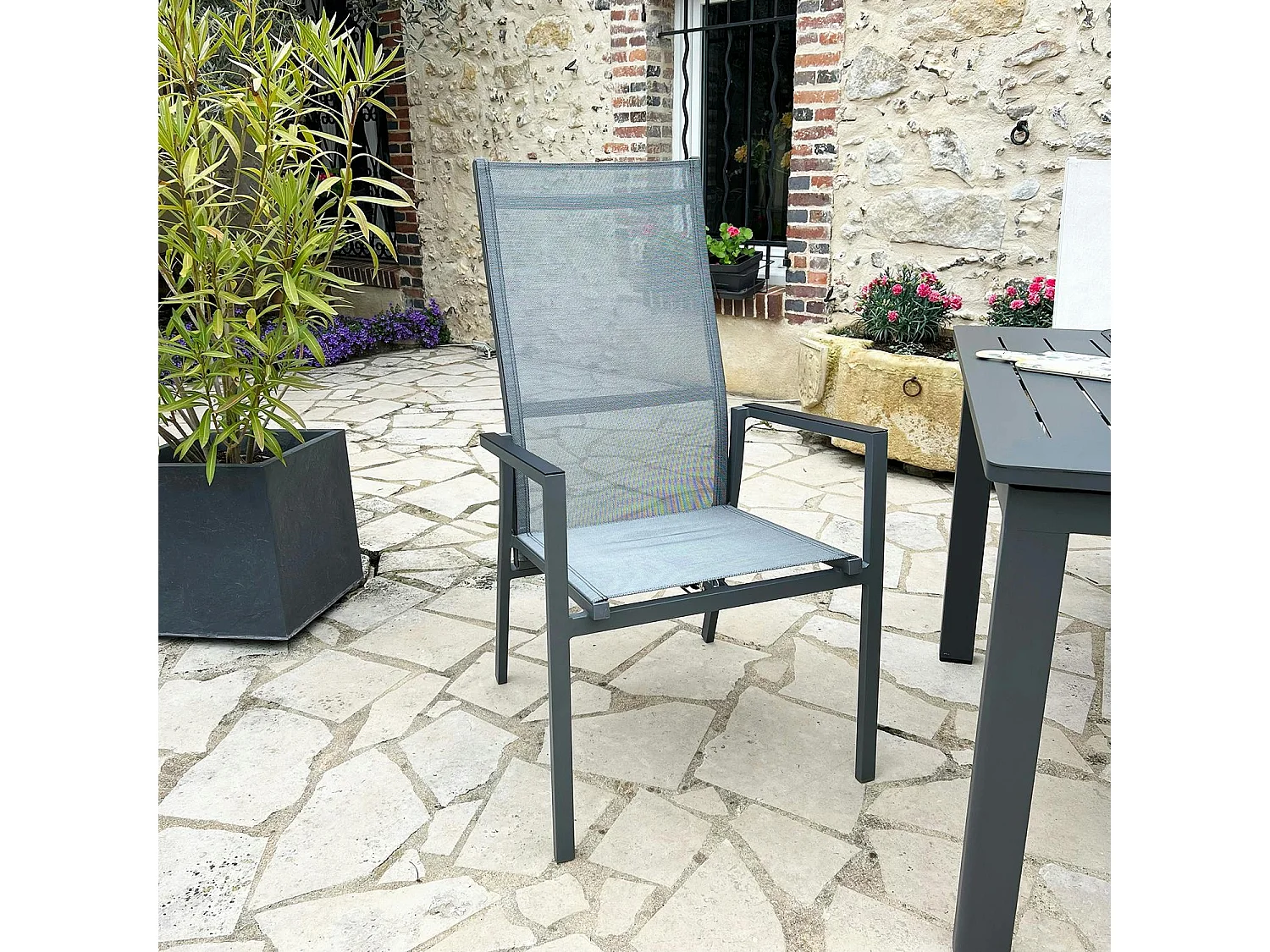 Fauteuil de jardin en aluminium avec dossier réglable gris anthracite (lot de 2) OSLO