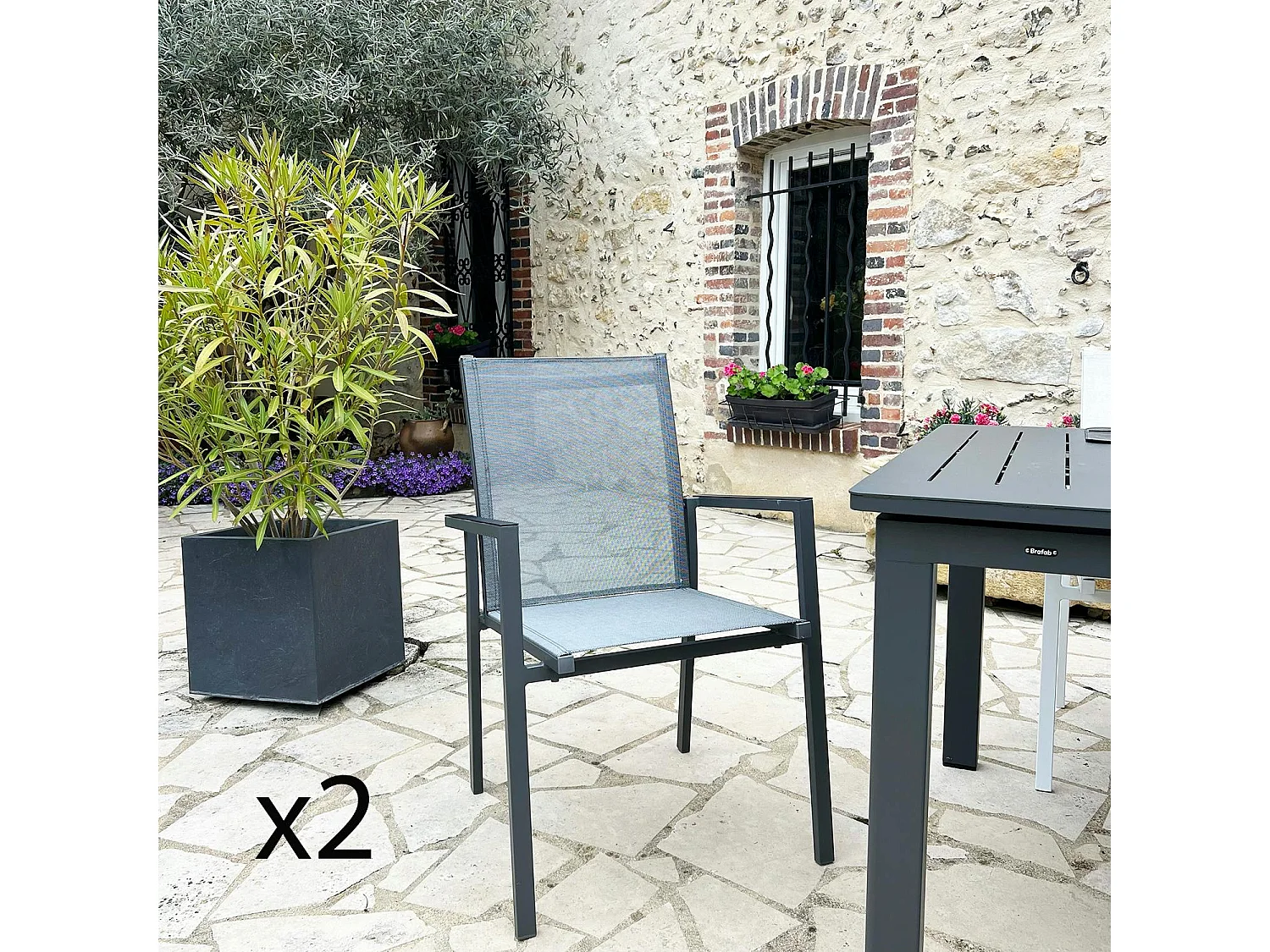 Fauteuil de jardin gris anthracite en aluminium (lot de 2) OSLO