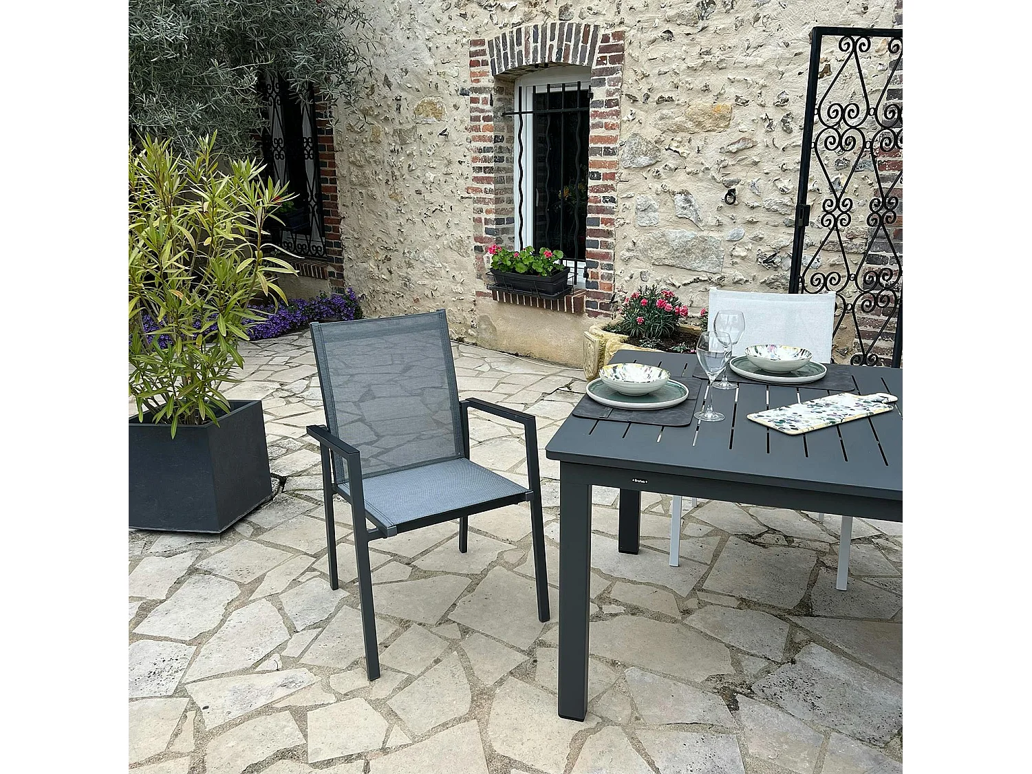 Fauteuil de jardin gris anthracite en aluminium (lot de 2) OSLO