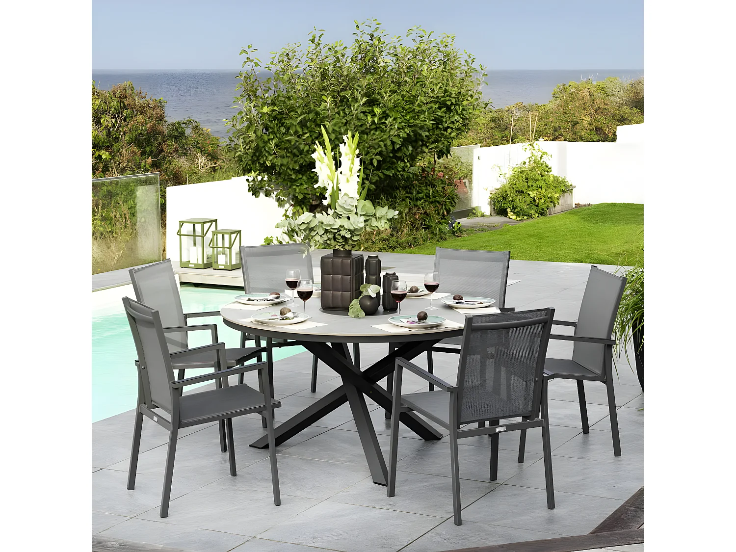 Fauteuil de jardin gris anthracite en aluminium (lot de 2) OSLO