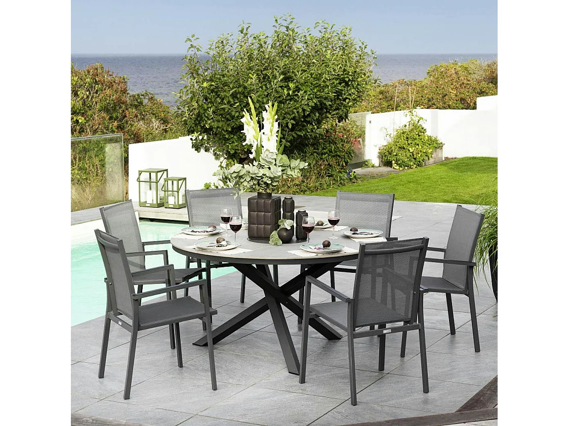 Fauteuil de jardin gris anthracite en aluminium (lot de 2) OSLO