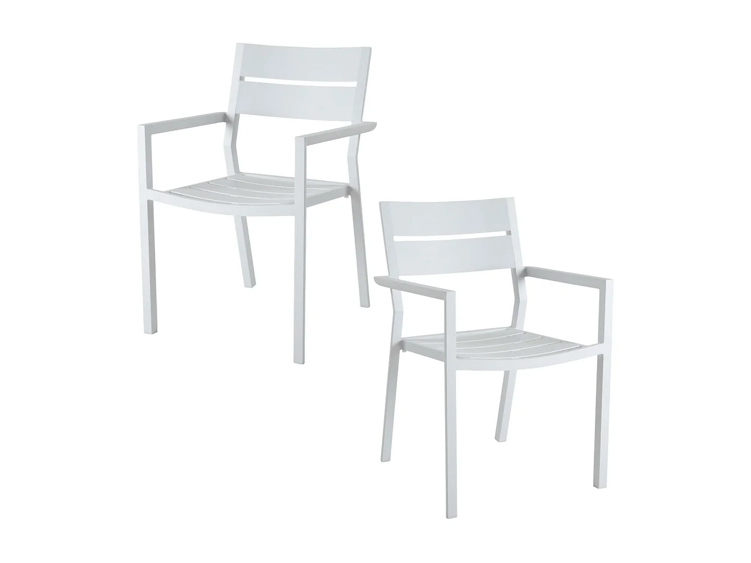 Chaise de jardin avec accoudoirs en aluminium blanc (lot de 2) STOCKHOLM