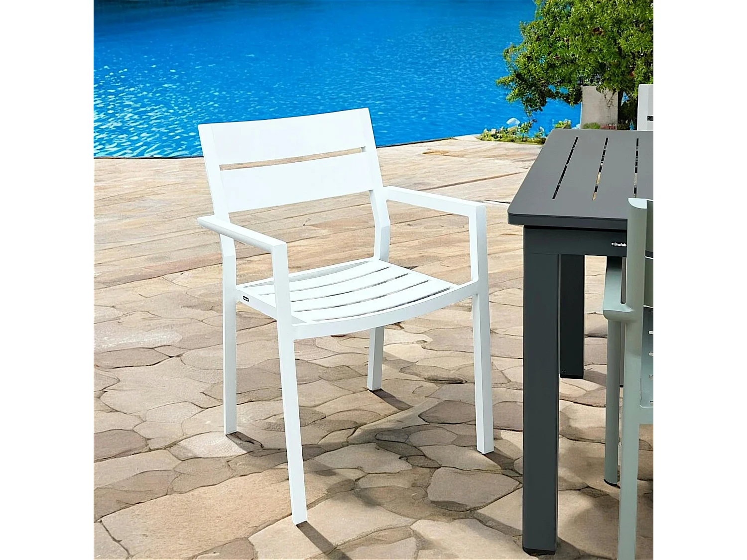 Chaise de jardin avec accoudoirs en aluminium blanc (lot de 2) STOCKHOLM