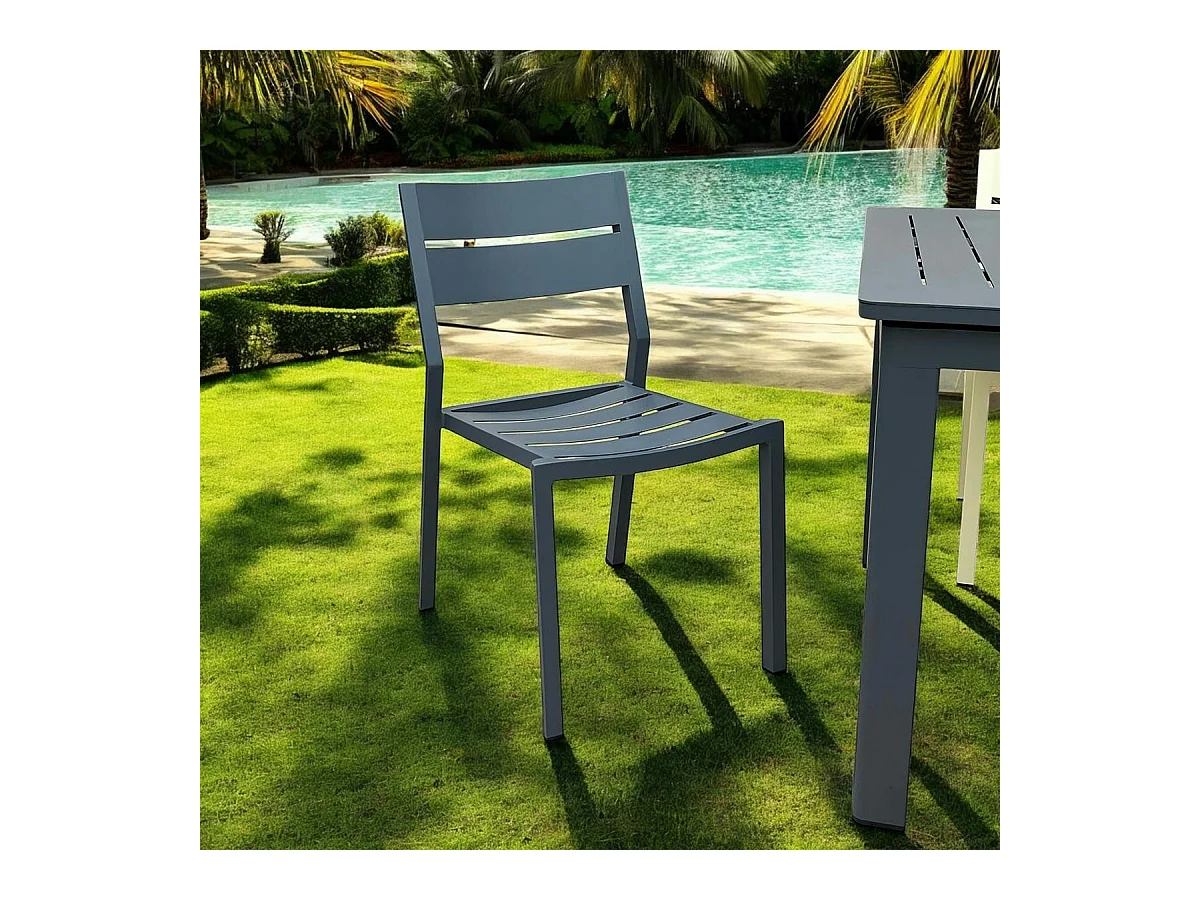 Chaise de jardin en aluminium gris ardoise (lot de 2) STOCKHOLM