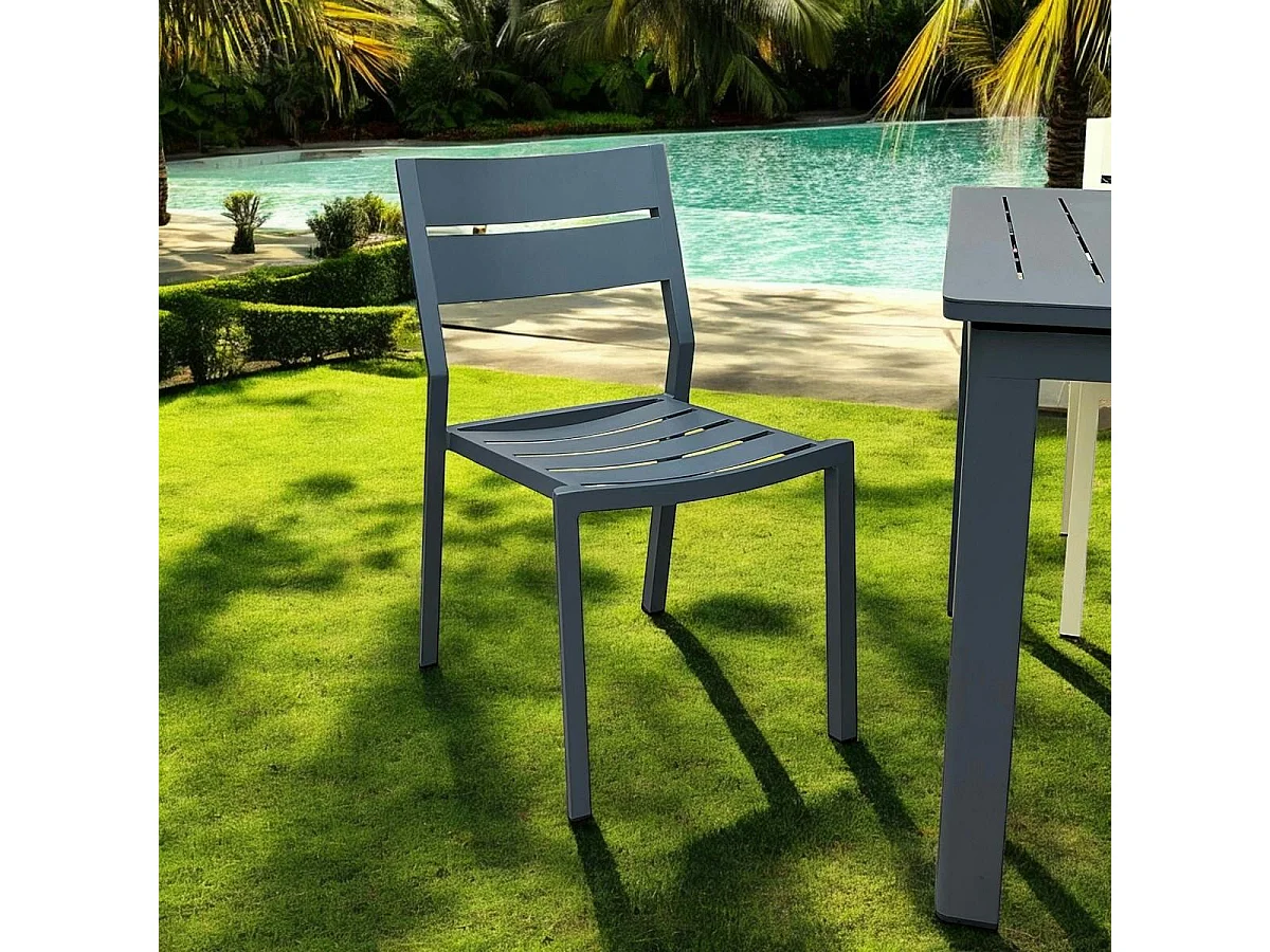 Chaise de jardin en aluminium gris ardoise (lot de 2) STOCKHOLM