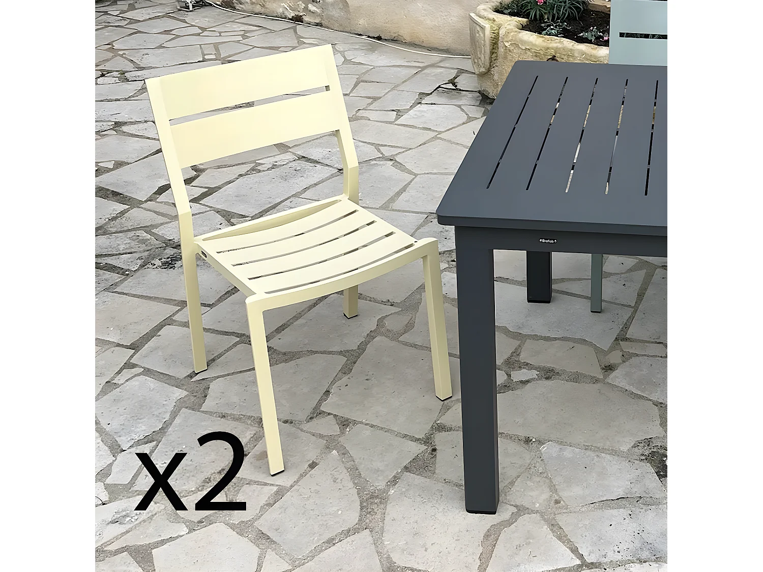 Chaise de jardin en aluminium jaune tendre (lot de 2) STOCKHOLM
