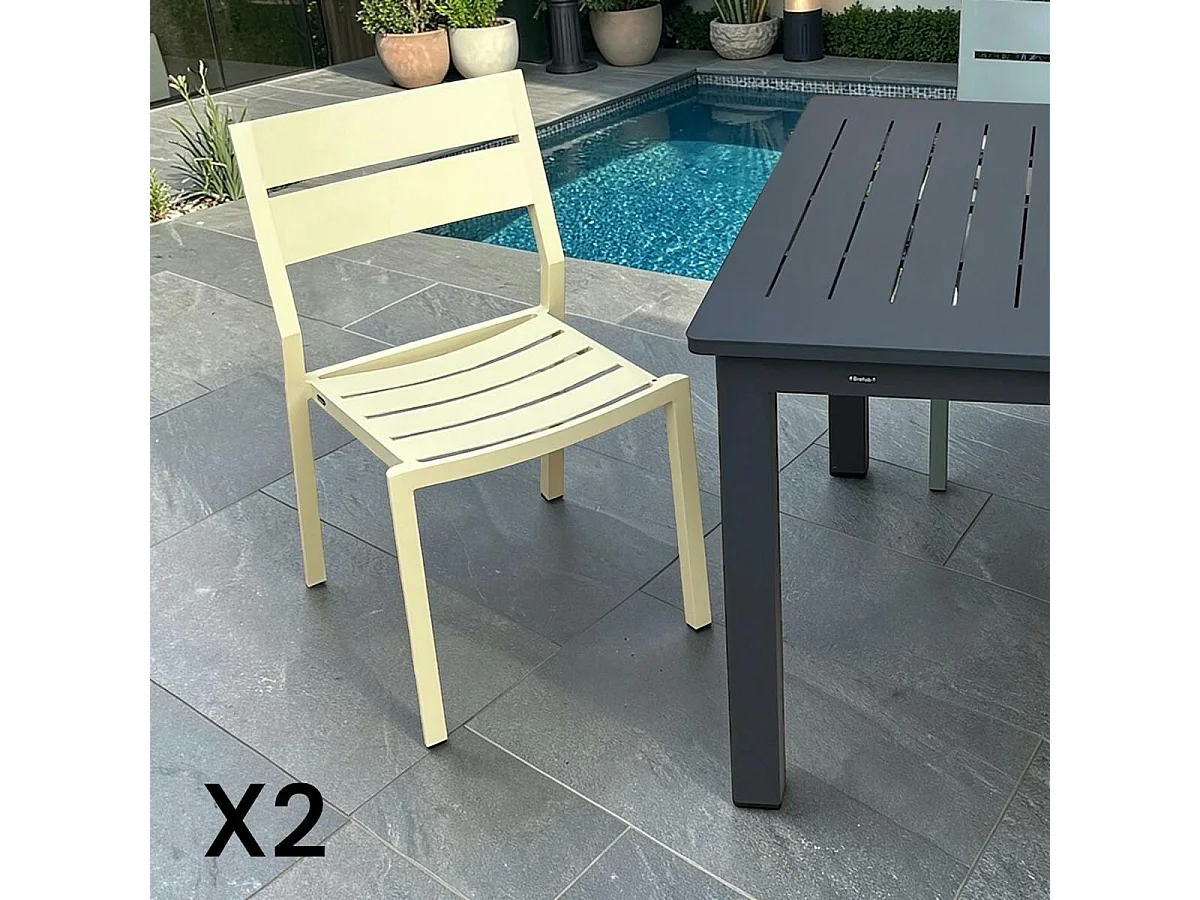 Chaise de jardin en aluminium jaune tendre (lot de 2) STOCKHOLM