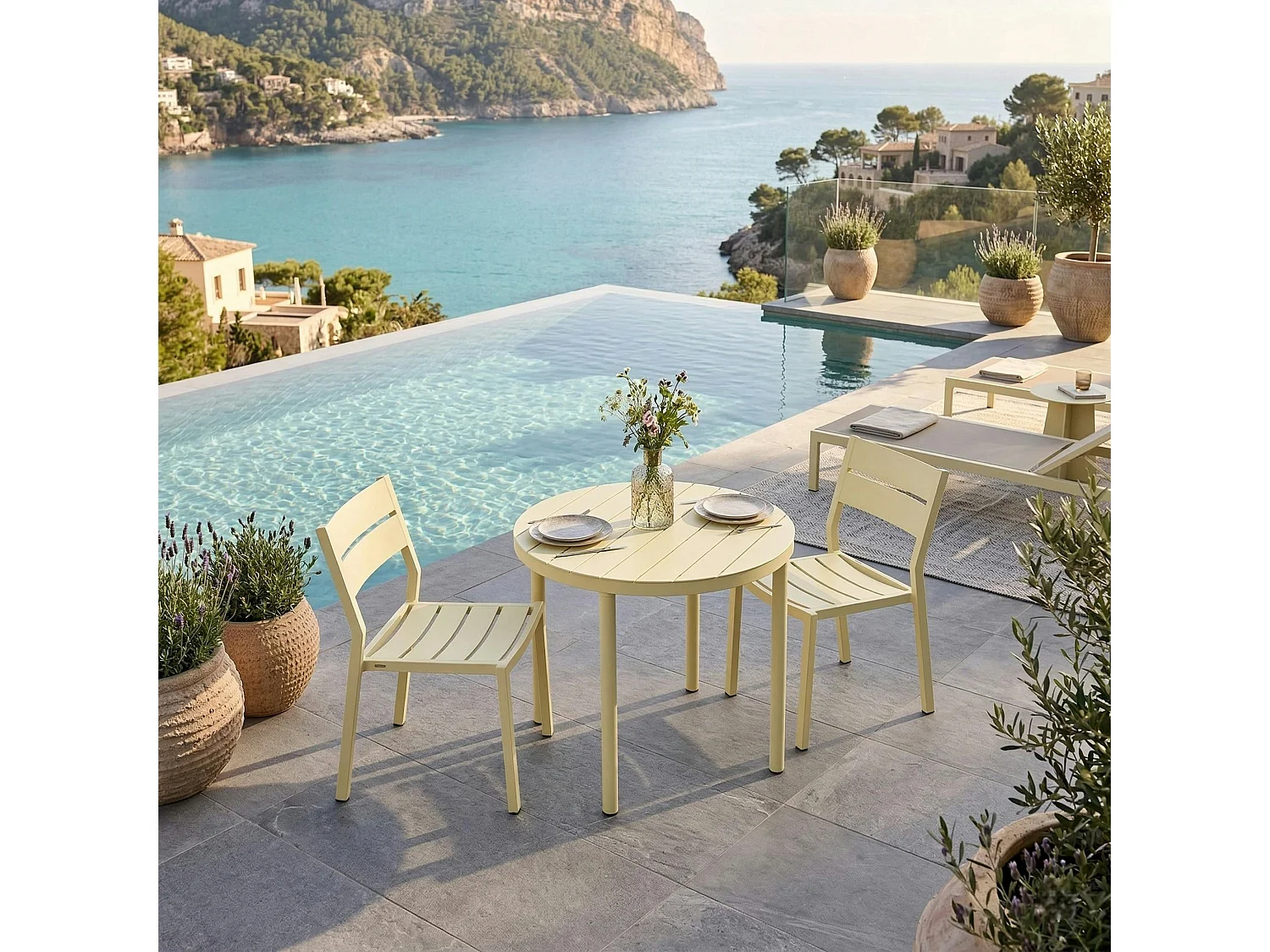 Chaise de jardin en aluminium jaune tendre (lot de 2) STOCKHOLM