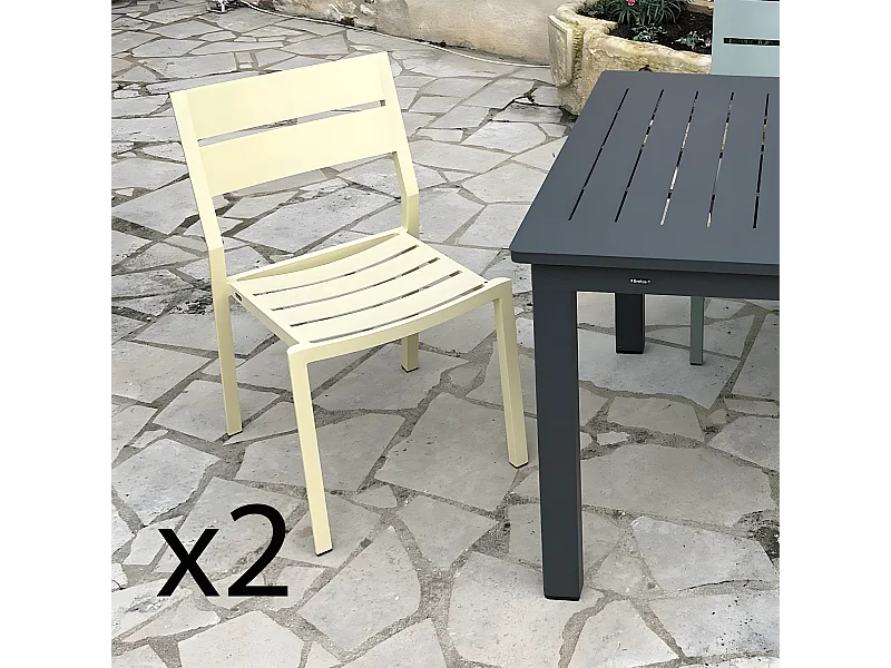 Chaise de jardin en aluminium jaune tendre (lot de 2) STOCKHOLM