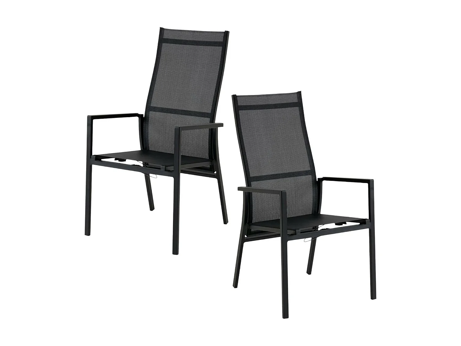 Fauteuil de jardin en aluminium avec dossier réglable noir (lot de 2) OSLO