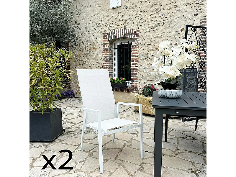 Fauteuil de jardin en aluminium avec dossier réglable blanc (lot de 2) OSLO