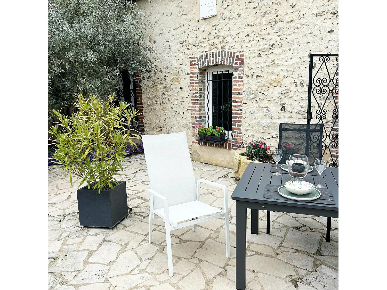 Fauteuil de jardin en aluminium avec dossier réglable blanc (lot de 2) OSLO