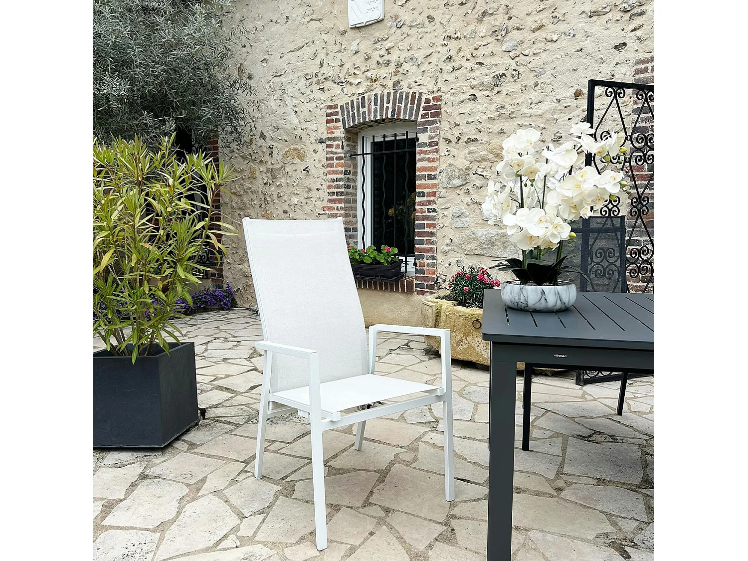 Fauteuil de jardin en aluminium avec dossier réglable blanc (lot de 2) OSLO