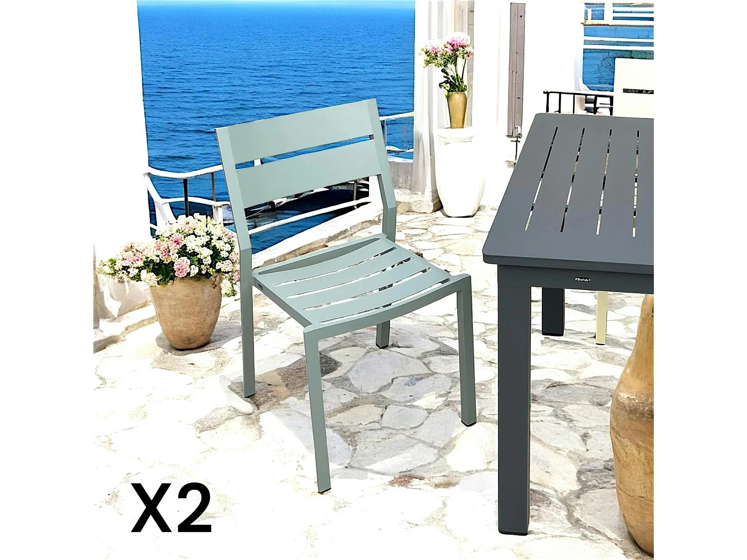 Chaise de jardin en aluminium vert argile (lot de 2) STOCKHOLM