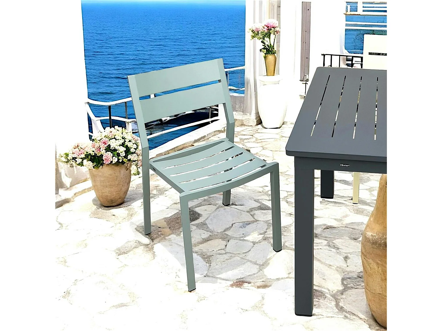 Chaise de jardin en aluminium vert argile (lot de 2) STOCKHOLM