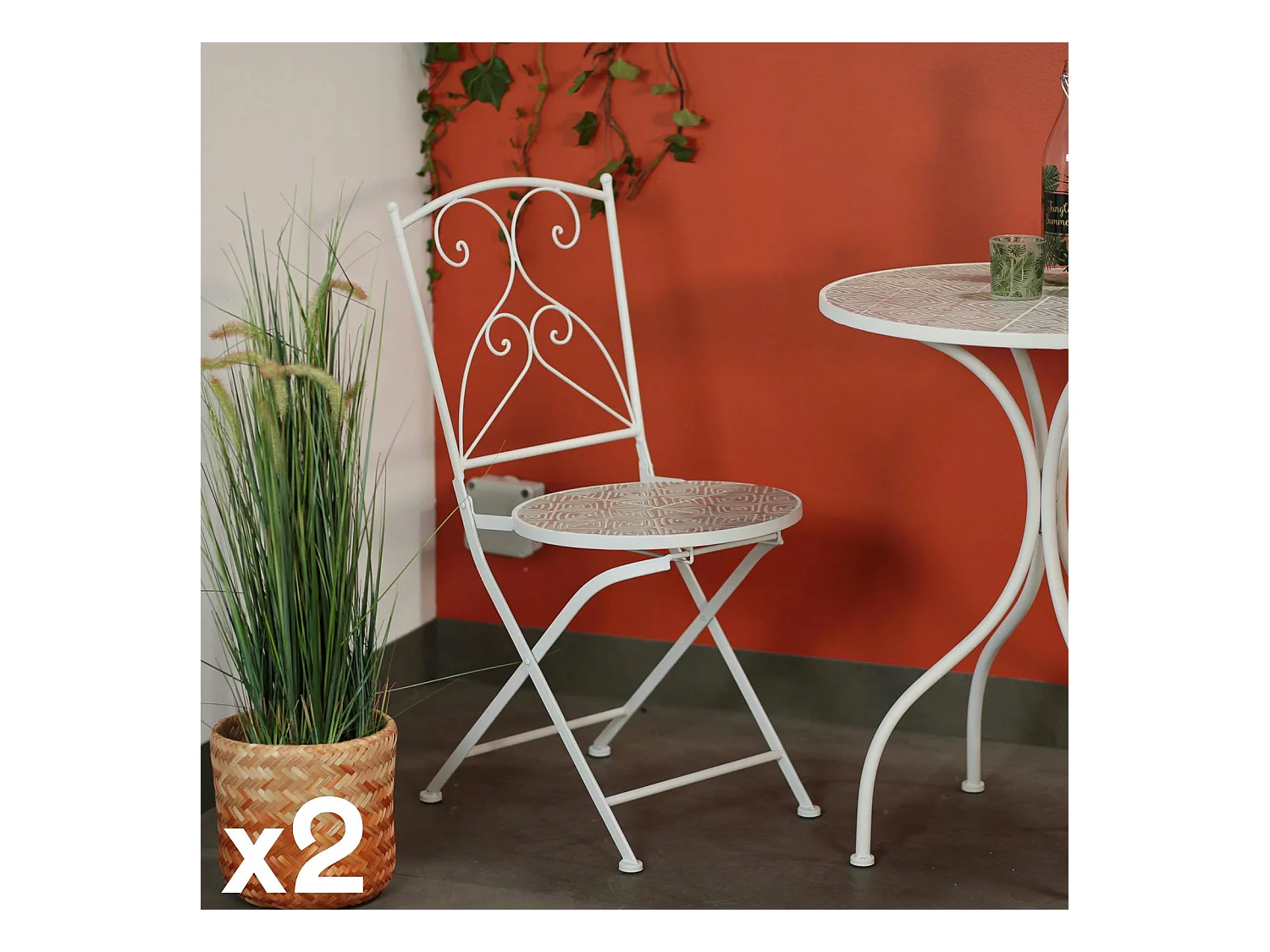 Chaise de jardin en mosaïque beige (lot de 2) GRENADE