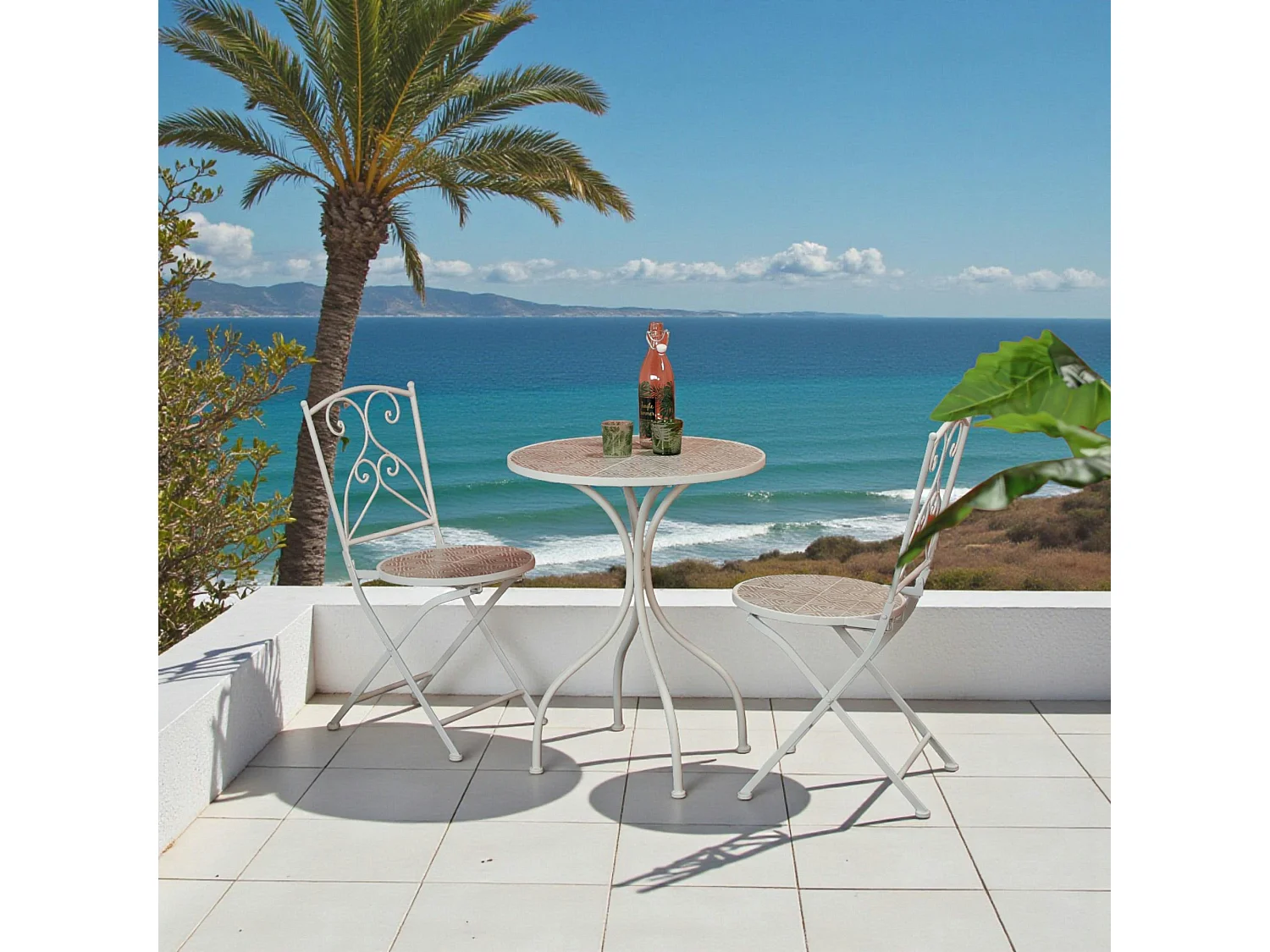 Chaise de jardin en mosaïque beige (lot de 2) GRENADE