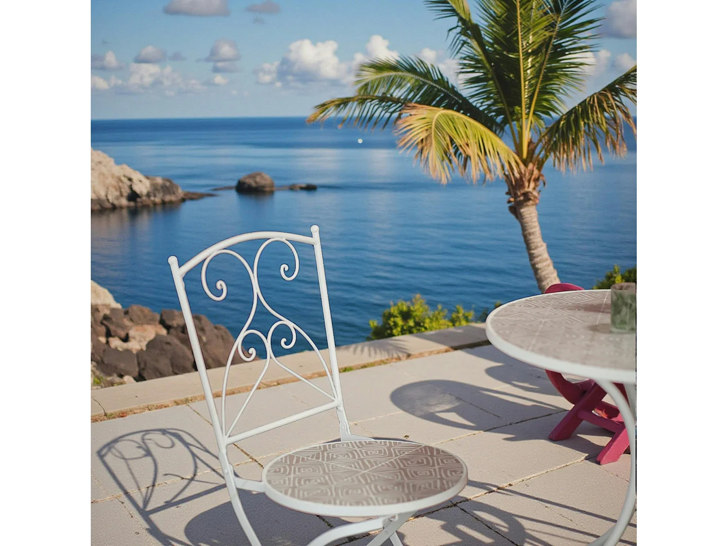 Chaise de jardin en mosaïque beige (lot de 2) GRENADE