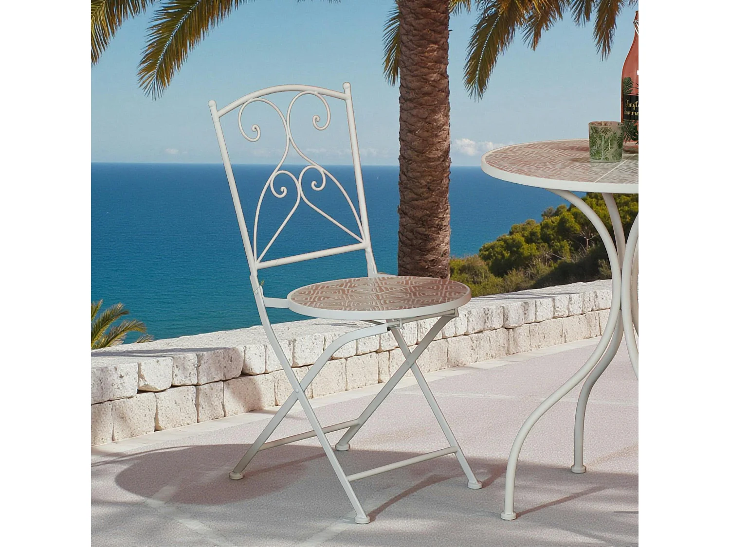 Chaise de jardin en mosaïque beige (lot de 2) GRENADE