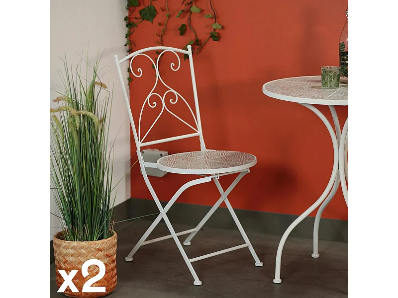 Chaise de jardin en mosaïque beige (lot de 2) GRENADE