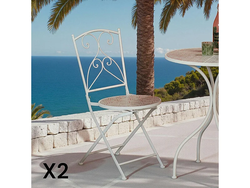 Chaise de jardin en mosaïque beige (lot de 2) GRENADE