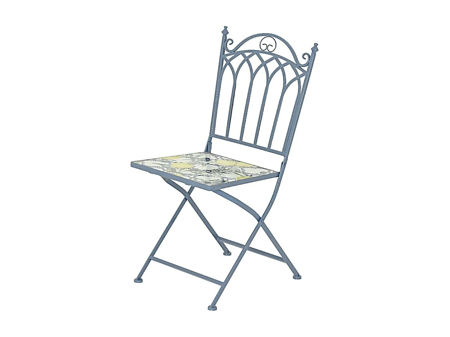 Chaise de jardin bleue décor mosaïque citrons (lot de 2) GRENADE