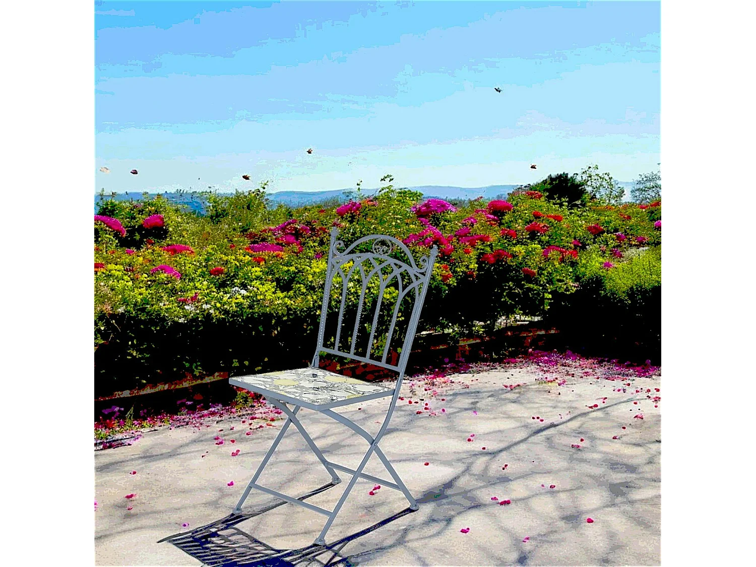 Chaise de jardin bleue décor mosaïque citrons (lot de 2) GRENADE