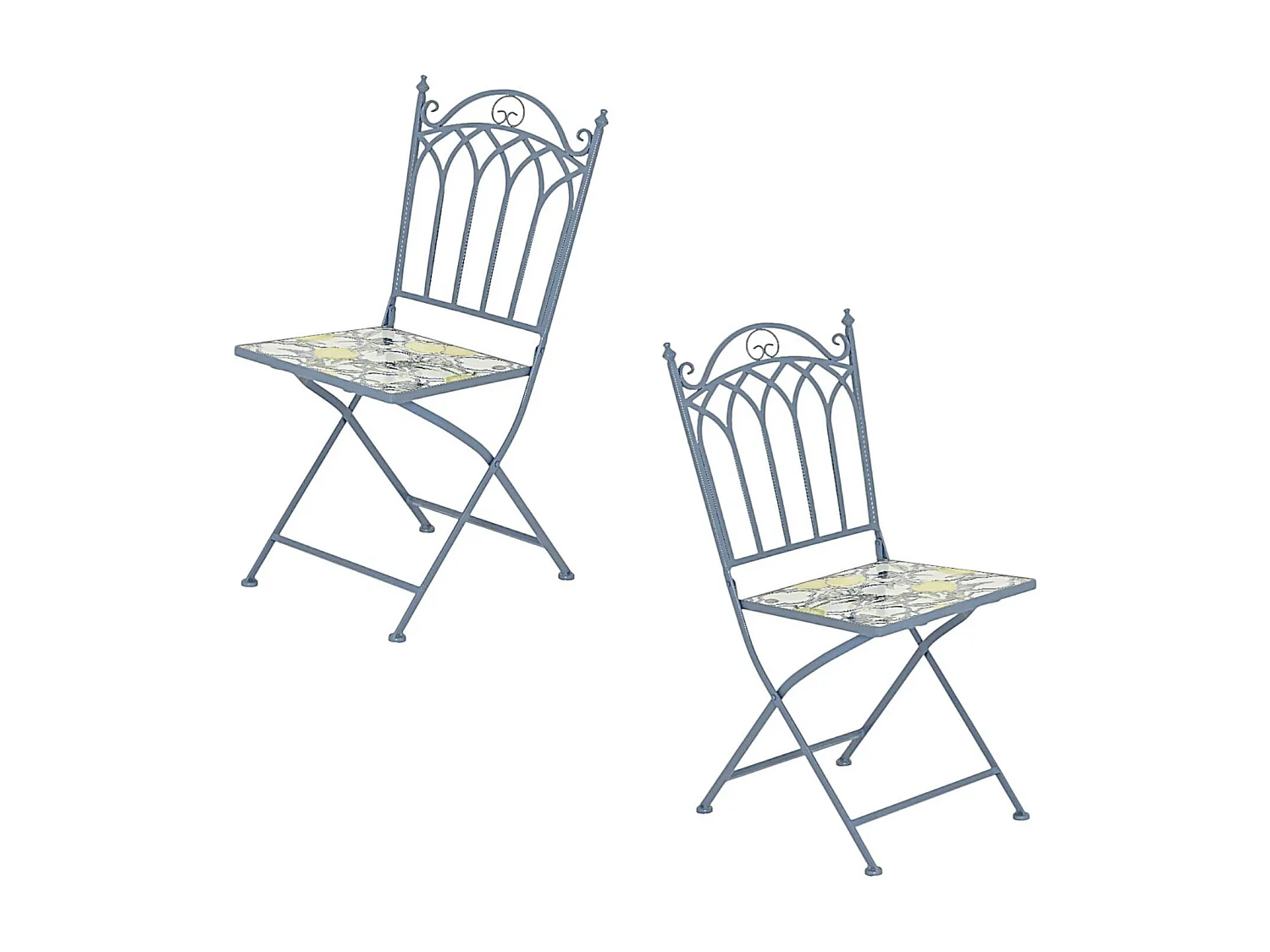Chaise de jardin bleue décor mosaïque citrons (lot de 2) GRENADE