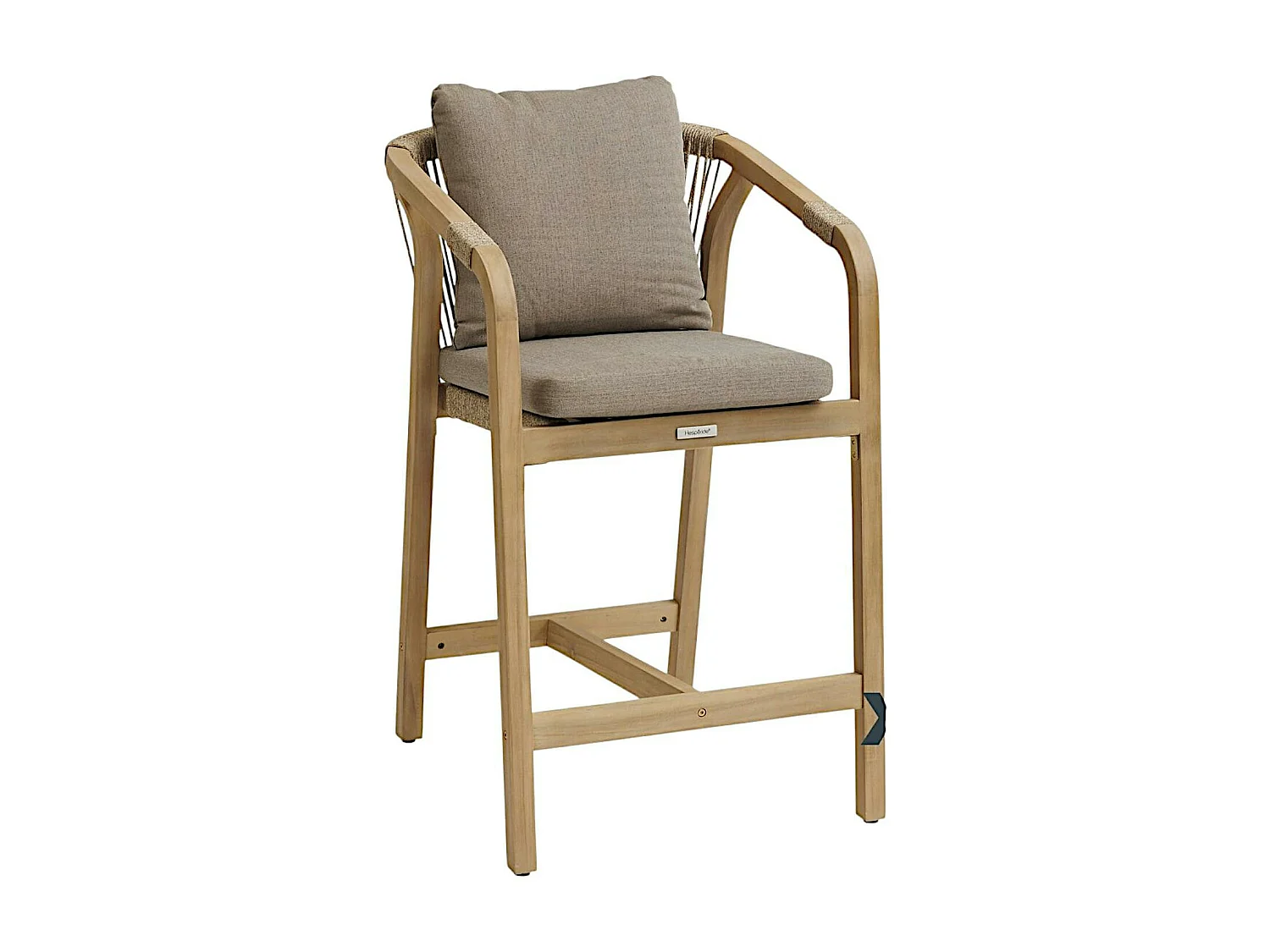 Tabouret de bar exterieur bois d'acacia et tissu taupe (lot de 2) IBIZA