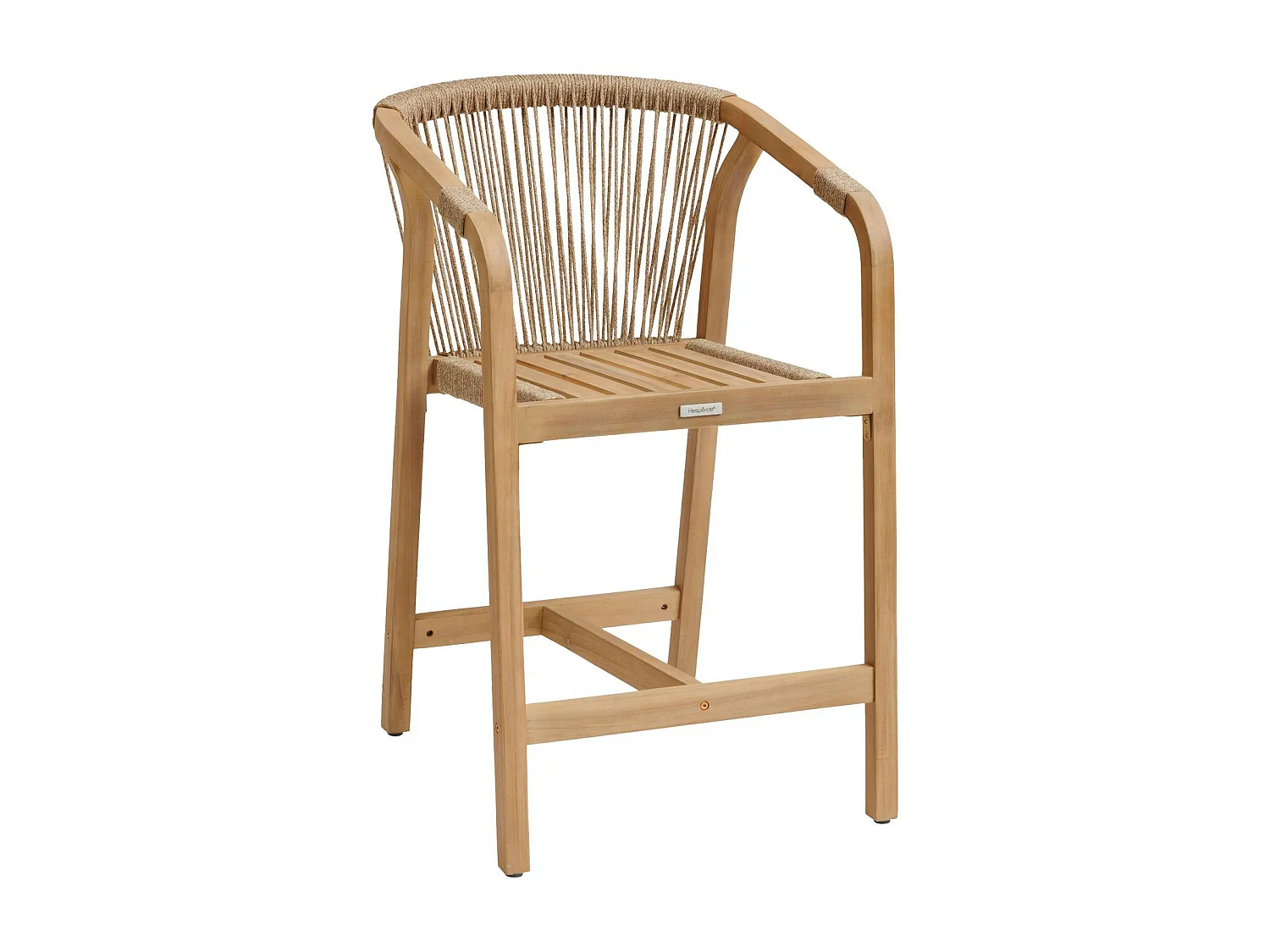 Tabouret de bar exterieur bois d'acacia et tissu taupe (lot de 2) IBIZA