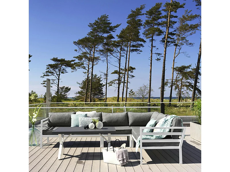 Canapé d'angle jardin en aluminium blanc STOCKHOLM