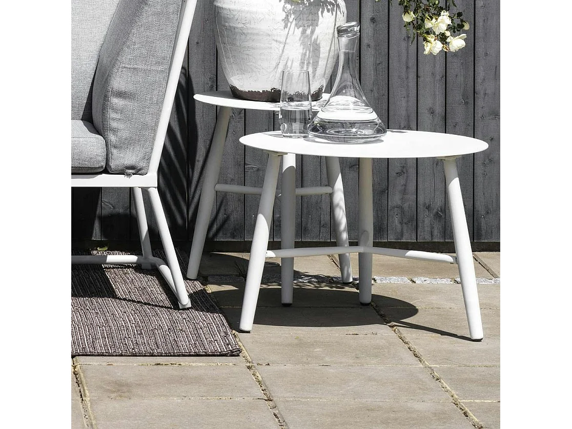 Table basse de jardin en aluminium blanc Ø 60 cm STOCKHOLM