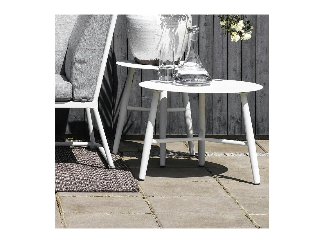 Table basse de jardin en aluminium blanc Ø 60 cm STOCKHOLM