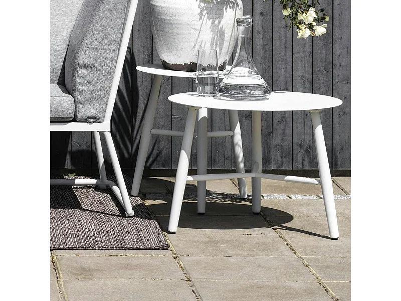 Table basse de jardin en aluminium blanc Ø 60 cm STOCKHOLM