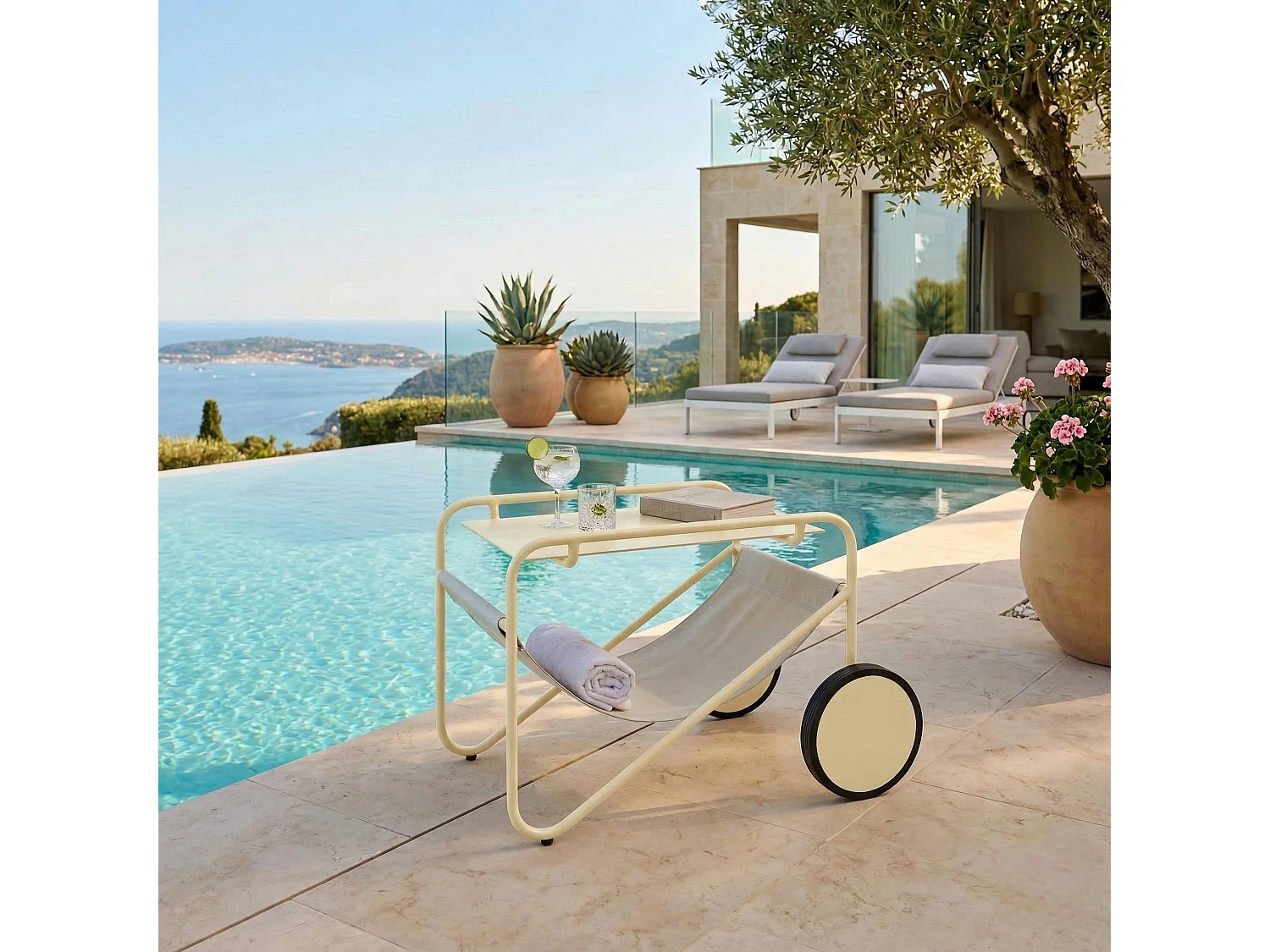 Table d'appoint de jardin en aluminium jaune tendre OSLO