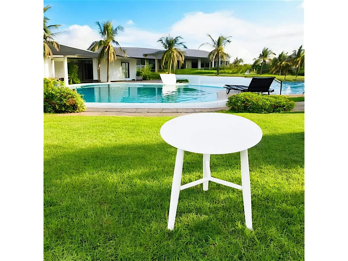 Bout de canapé jardin en aluminium blanc STOCKHOLM