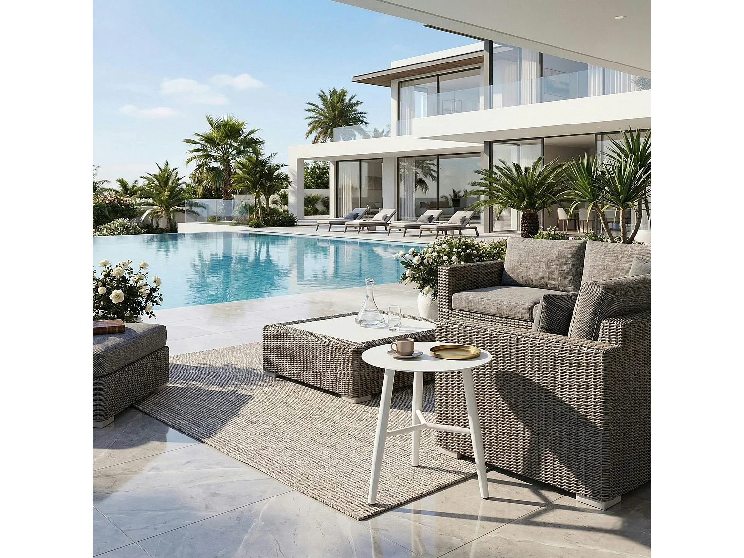 Bout de canapé jardin en aluminium blanc STOCKHOLM