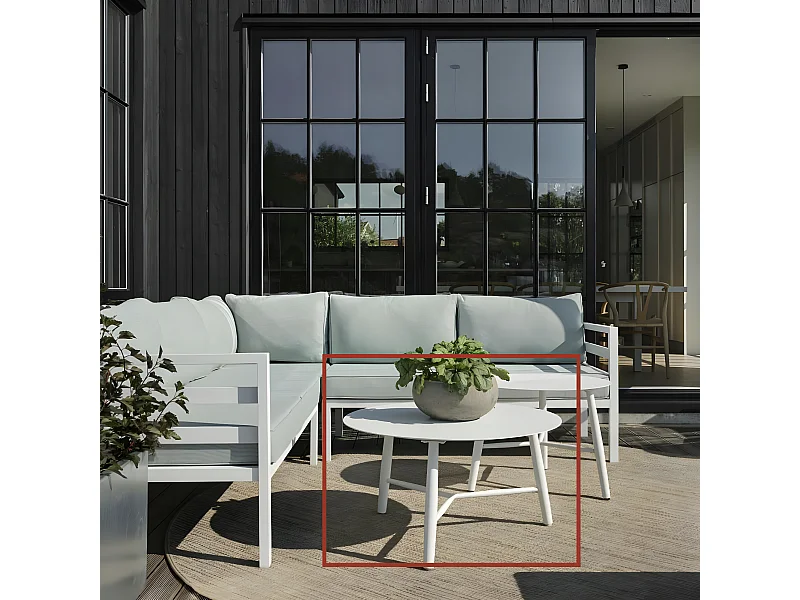 Table basse de jardin en aluminium blanc Ø 75 cm STOCKHOLM