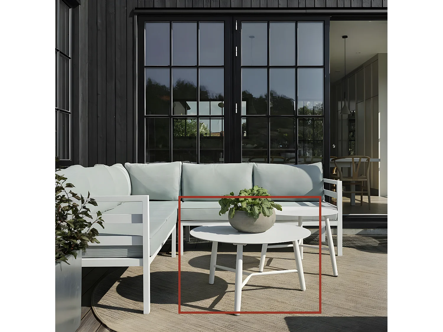 Table basse de jardin en aluminium blanc Ø 75 cm STOCKHOLM