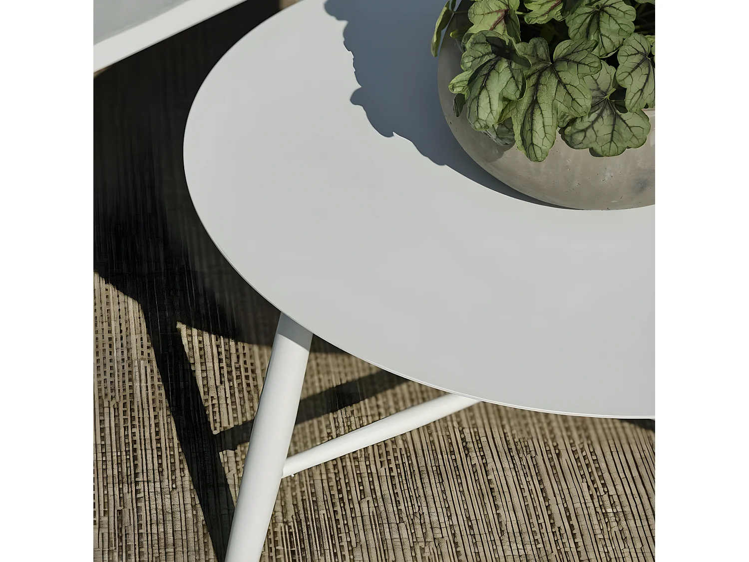 Table basse de jardin en aluminium blanc Ø 75 cm STOCKHOLM